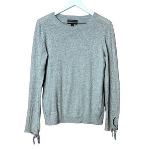 Banana Republic Filpucci Grey Cashmere Blend Bow Cuff Crew Sweater Women…